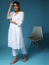 Chikankari Hand embroidery Anarkali Dress in Cotton White